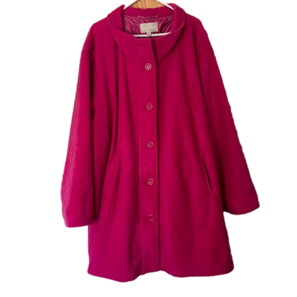 Woman Within Pink 42/44 6X Funnel Neck Coat